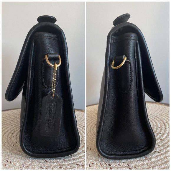 SOLD Vintage Coach Black Court Bag 9870, Coach Top Handle Bag, Coach Crossbody - Picture 7 of 14